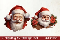 Christmas Santa Claus Peeking Clipart PNG Product Image 1
