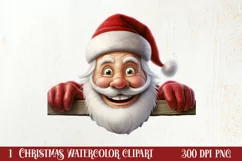 Christmas Santa Claus Peeking Clipart PNG Product Image 1