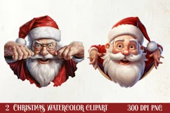 Christmas Santa Claus Peeking Clipart PNG Product Image 1