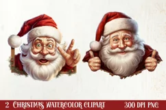 Christmas Santa Claus Peeking Clipart PNG Product Image 1
