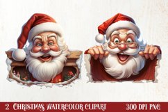Christmas Santa Claus Peeking Clipart PNG Product Image 1