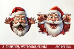 Christmas Santa Claus Peeking Clipart PNG Product Image 1