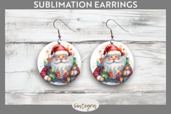 Christmas Santa Claus Entangled in lights Round Earrings Sub Product Image 1