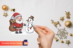 Christmas Santa Claus Snowman Sticker, Snowman Vinyl Sticker Product Image 1