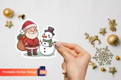 Christmas Santa Claus Snowman Sticker, Snowman Vinyl Sticker Product Image 1
