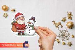Christmas Santa Claus Snowman Sticker, Snowman Vinyl Sticker Product Image 1
