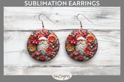3D Christmas Santa v15 Round Earrings Sublimation Product Image 1