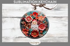 3D Christmas Santa v16 Round Keychain Sublimation Product Image 1