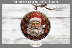 3D Christmas Santa v19 Round Keychain Sublimation Product Image 1