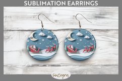 3D Christmas Santa v2 Round Earrings Sublimation Product Image 1