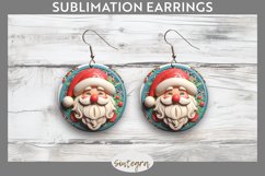 3D Christmas Santa v20 Round Earrings Sublimation Product Image 1