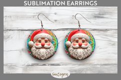 3D Christmas Santa v21 Round Earrings Sublimation Product Image 1