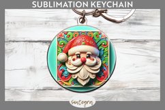 3D Christmas Santa v22 Round Keychain Sublimation Product Image 1