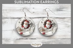 3D Christmas Santa v24 Round Earrings Sublimation Product Image 1