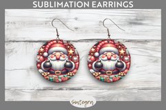 3D Christmas Santa v40 Round Earrings Sublimation Product Image 1