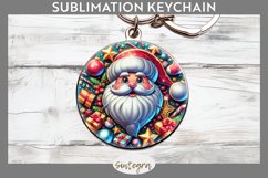 3D Christmas Santa v49 Round Keychain Sublimation Product Image 1