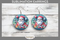 3D Christmas Santa v55 Round Earrings Sublimation Product Image 1
