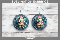 3D Christmas Santa v58 Round Earrings Sublimation Product Image 1