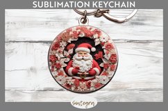 3D Christmas Santa v6 Round Keychain Sublimation Product Image 1