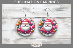 3D Christmas Santa v61 Round Earrings Sublimation Product Image 1