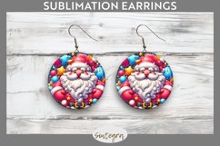 3D Christmas Santa v62 Round Earrings Sublimation Product Image 1