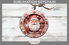 3D Christmas Santa v7 Round Keychain Sublimation Product Image 1