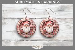 3D Christmas Santa v7 Round Earrings Sublimation Product Image 1