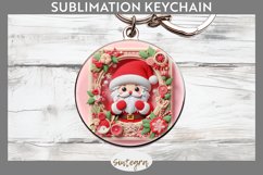 3D Christmas Santa v8 Round Keychain Sublimation Product Image 1