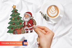 Christmas Santa Claus With Tree Sticker, Santa Claus Art Product Image 1