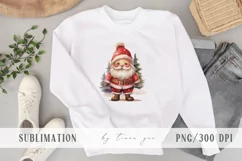 Cute watercolor Christmas Santa pillow sublimation- 1 png Product Image 3