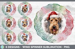 Bundle of six Santa Airedale Terriers Wind Spinner designs.