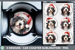 Bundle of six Santa Bernedoodles Car Coaster designs.