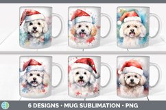 Bundle of six Santa Bichon Frises Mug Wrap designs.