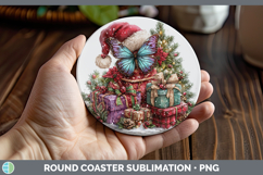 GorgeousChristmas Santa Hat Round Coaster design.