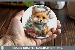 GorgeousChristmas Santa Hat Round Coaster design.