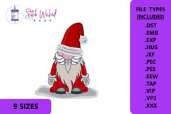 Christmas Santa Hat Gnome Machine Embroidery Design Product Image 1