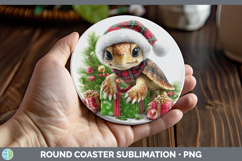 GorgeousChristmas Santa Hat Round Coaster design.