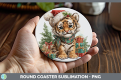 GorgeousChristmas Santa Hat Round Coaster design.