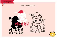 Christmas cat SVG, Cat Santa hat svg, Christmas Santa cat Product Image 3