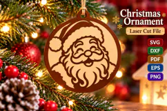 Christmas Santa Ornament SVG File, Laser Cut Glowforge Product Image 1