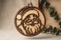 Christmas Santa Ornament SVG File, Laser Cut Glowforge Product Image 2