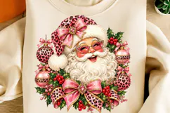 Pink Leopard Santa Christmas PNG | Glam Coquette Bow Png Product Image 2