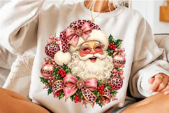 Pink Leopard Santa Christmas PNG | Glam Coquette Bow Png Product Image 5
