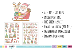 Kawaii Christmas clipart set for kids crafting