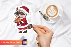 Christmas Santa Raccoon And Cookies Sticker, Cookie Sticker Product Image 1