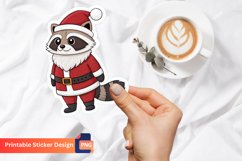 Christmas Santa Raccoon Sticker, Cute Christmas Sticker Product Image 1