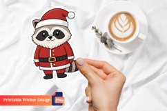 Christmas Santa Raccoon Sticker, Cute Christmas Sticker Product Image 1