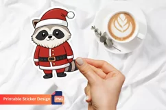 Christmas Santa Raccoon Sticker, Cute Christmas Sticker Product Image 1