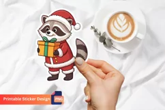 Christmas Santa Raccoon Sticker, Festive Raccoon Sticker Product Image 1