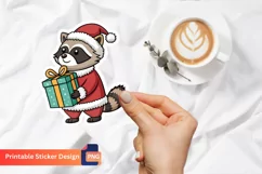 Christmas Santa Raccoon Sticker, Festive Raccoon Sticker Product Image 1